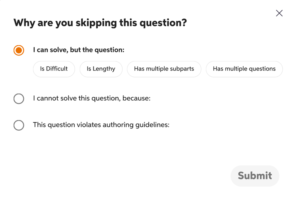 When and how to skip a question on chegg 